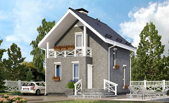 045-001-П Проект двухэтажного дома с мансардой, бюджетный коттедж из пеноблока Петропавловск-Камчатский | Проекты домов от House Expert