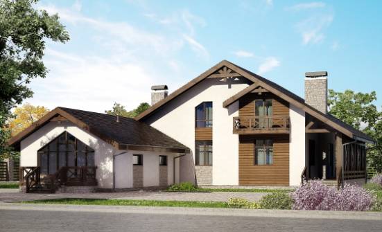 265-001-П Проект двухэтажного дома с мансардой, гараж, красивый коттедж из пеноблока, Петропавловск-Камчатский