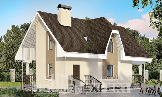 125-001-Л Проект двухэтажного дома с мансардным этажом, красивый домик из поризованных блоков Петропавловск-Камчатский, House Expert