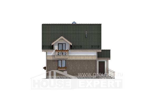 105-001-Л Проект двухэтажного дома с мансардой, уютный коттедж из газосиликатных блоков, Петропавловск-Камчатский